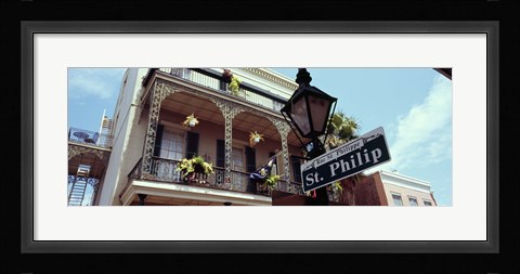 Framed Street name signboard on a lamppost, St. Philip Street, French Market, French Quarter, New Orleans, Louisiana, USA Print