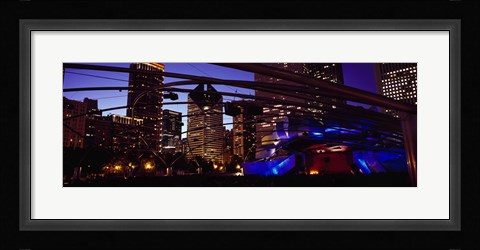 Framed Buildings lit up at night, Millennium Park, Chicago, Cook County, Illinois, USA Print