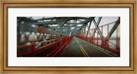 Framed Road across a suspension bridge, Williamsburg Bridge, New York City, New York State, USA Print