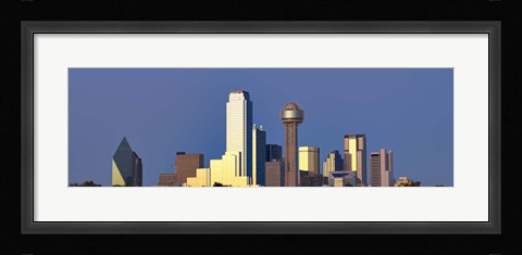 Framed Dallas Skyline with Skyscrapers Print