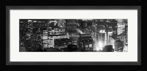 Framed Aerial view of a city at night, Midtown Manhattan, Manhattan, New York City, New York State, USA Print