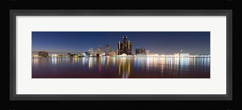 Framed Detroit River at Dusk, Detroit, Michigan Print