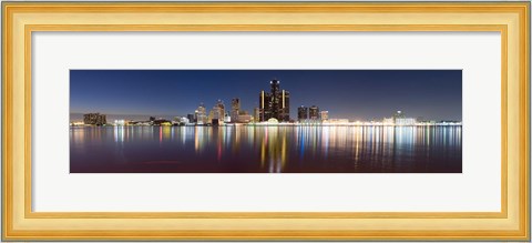 Framed Detroit River at Dusk, Detroit, Michigan Print