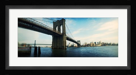 Framed Bridge across a river, Brooklyn Bridge, East River, Brooklyn, New York City, New York State Print