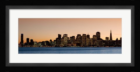 Framed Buildings lit up at dusk, San Francisco, California, USA 2010 Print