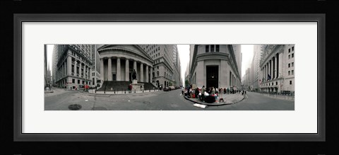 Framed 360 degree view of buildings, Wall Street, Manhattan, New York City, New York State, USA Print
