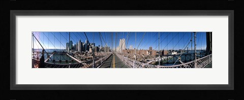 Framed Looking Down the Brooklyn Bridge Print
