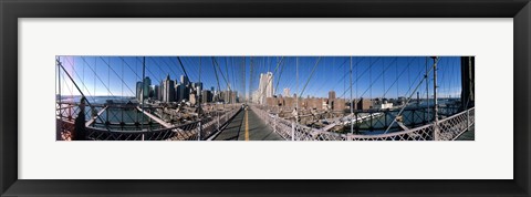 Framed Looking Down the Brooklyn Bridge Print