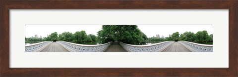 Framed 360 degree view of a footbridge in an urban park, Bow Bridge, Central Park, Manhattan, New York City, New York State, USA Print
