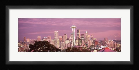 Framed Night view of Seattle, King County, Washington State, USA 2010 Print
