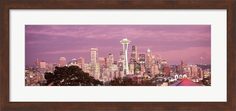 Framed Night view of Seattle, King County, Washington State, USA 2010 Print