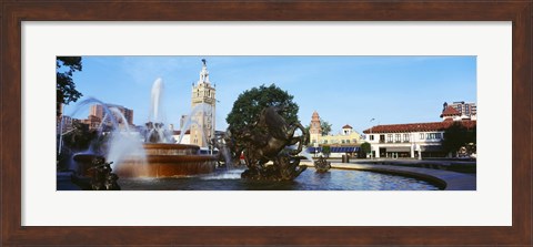 Framed Fountain at Country Club Plaza, Kansas City, Missouri Print
