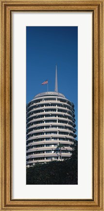 Framed Low angle view of an office building, Capitol Records Building, City of Los Angeles, California, USA Print