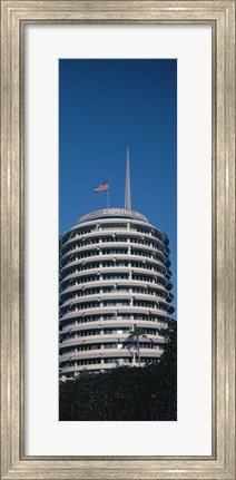 Framed Low angle view of an office building, Capitol Records Building, City of Los Angeles, California, USA Print