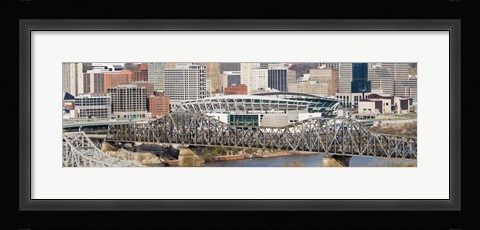 Framed Bridge across a river, Paul Brown Stadium, Cincinnati, Hamilton County, Ohio, USA Print