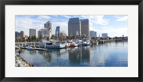 Framed Fishing boats docked at a marina, San Diego, California, USA Print