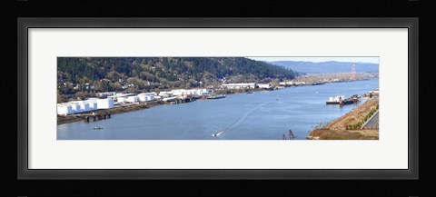 Framed High angle view of a river, Willamette River, Portland, Multnomah County, Oregon, USA Print