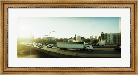 Framed Traffic on an overpass, Brooklyn-Queens Expressway, Brooklyn, New York City, New York State, USA Print