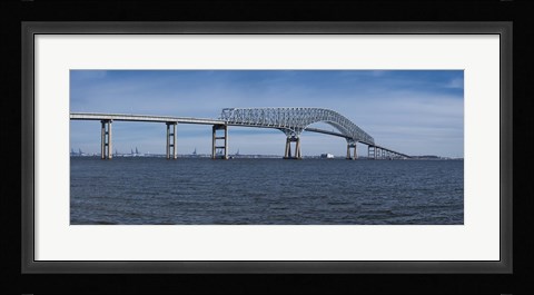 Framed Bridge across a river, Francis Scott Key Bridge, Patapsco River, Baltimore, Maryland, USA Print
