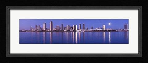 Framed Moonrise over a city, San Diego, California, USA 2010 Print
