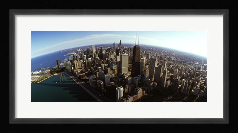 Framed Aerial view of Chicago and lake, Cook County, Illinois, USA 2010 Print