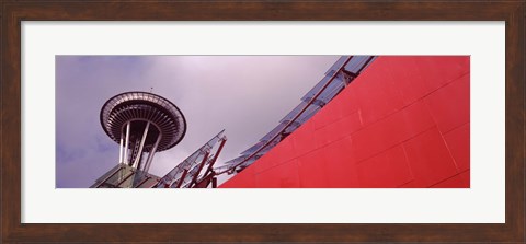 Framed Low angle view of a tower (horizontal), Space Needle, Seattle, Washington State Print
