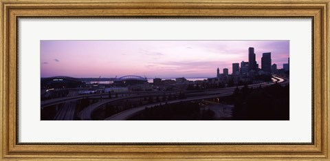 Framed City at sunset, Seattle, King County, Washington State, USA Print