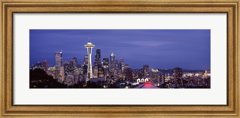 Framed Space Needle and Seattle Skyline 2010 Print