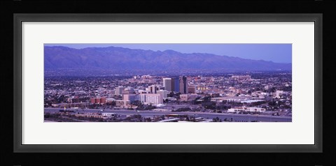 Framed Tucson, Arizona with Purple Sky 2010 Print