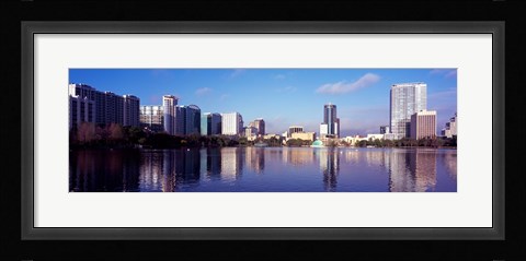 Framed Buildings Reflecting in Lake Eola, Orlando, Florida Print