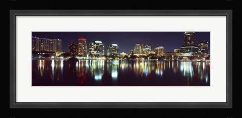 Framed Buildings at night, Lake Eola, Orlando, Florida Print