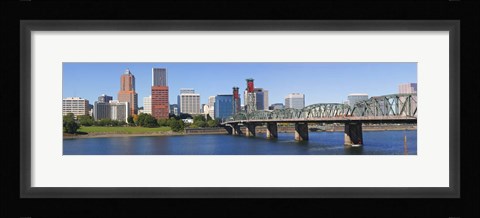 Framed Bridge across a river, Hawthorne Bridge, Willamette River, Multnomah County, Portland, Oregon, USA 2010 Print