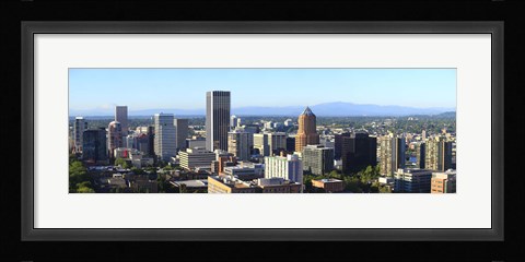 Framed Cityscape with Mt St. Helens and Mt Adams in the background, Portland, Multnomah County, Oregon, USA 2010 Print