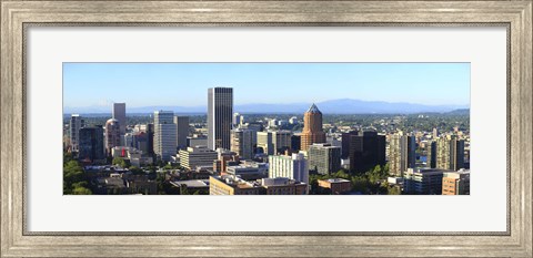 Framed Cityscape with Mt St. Helens and Mt Adams in the background, Portland, Multnomah County, Oregon, USA 2010 Print