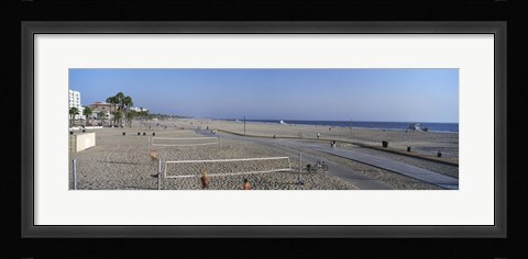 Framed Tourists playing volleyball on the beach, Santa Monica, Los Angeles County, California, USA Print