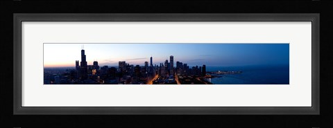 Framed High angle view of a city at dusk, Chicago, Cook County, Illinois, USA 2009 Print