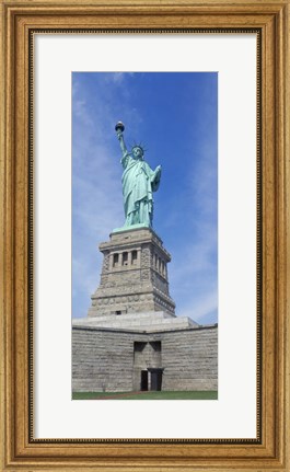 Framed Low angle view of a statue, Statue Of Liberty, Liberty Island, Upper New York Bay, New York City, New York State, USA Print