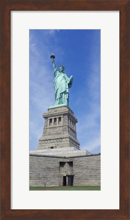 Framed Low angle view of a statue, Statue Of Liberty, Liberty Island, Upper New York Bay, New York City, New York State, USA Print