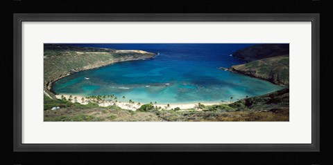 Framed High angle view of a coast, Hanauma Bay, Oahu, Honolulu County, Hawaii, USA Print