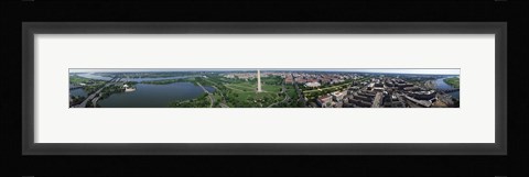 Framed Aerial view of a monument, Tidal Basin, Constitution Avenue, Washington DC, USA Print