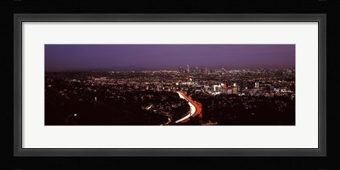 Framed City lit up at night, City Of Los Angeles, Los Angeles County, California, USA 2010 Print