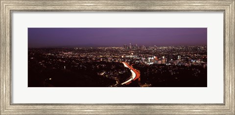 Framed City lit up at night, City Of Los Angeles, Los Angeles County, California, USA 2010 Print
