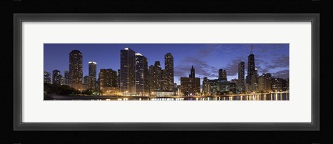 Framed Night Skyline, Lake Michigan, Chicago, Cook County, Illinois, USA 2010 Print