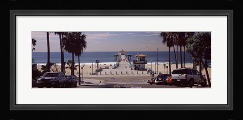 Framed Pier over an ocean, Manhattan Beach Pier, Manhattan Beach, Los Angeles County, California, USA Print