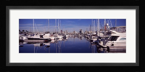 Framed Sailboats at a harbor, Long Beach, Los Angeles County, California, USA Print