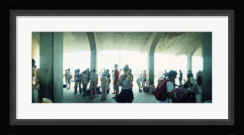 Framed Tourists on a boardwalk, Coney Island, Brooklyn, New York City, New York State, USA Print