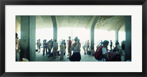 Framed Tourists on a boardwalk, Coney Island, Brooklyn, New York City, New York State, USA Print