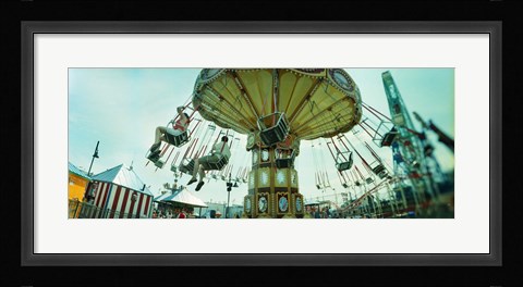 Framed Tourists riding on an amusement park ride, Lynn's Trapeze, Luna Park, Coney Island, Brooklyn, New York City, New York State, USA Print