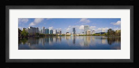 Framed Reflection of buildings in a lake, Lake Eola, Orlando, Orange County, Florida, USA 2010 Print