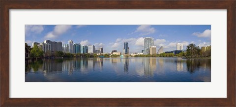 Framed Reflection of buildings in a lake, Lake Eola, Orlando, Orange County, Florida, USA 2010 Print